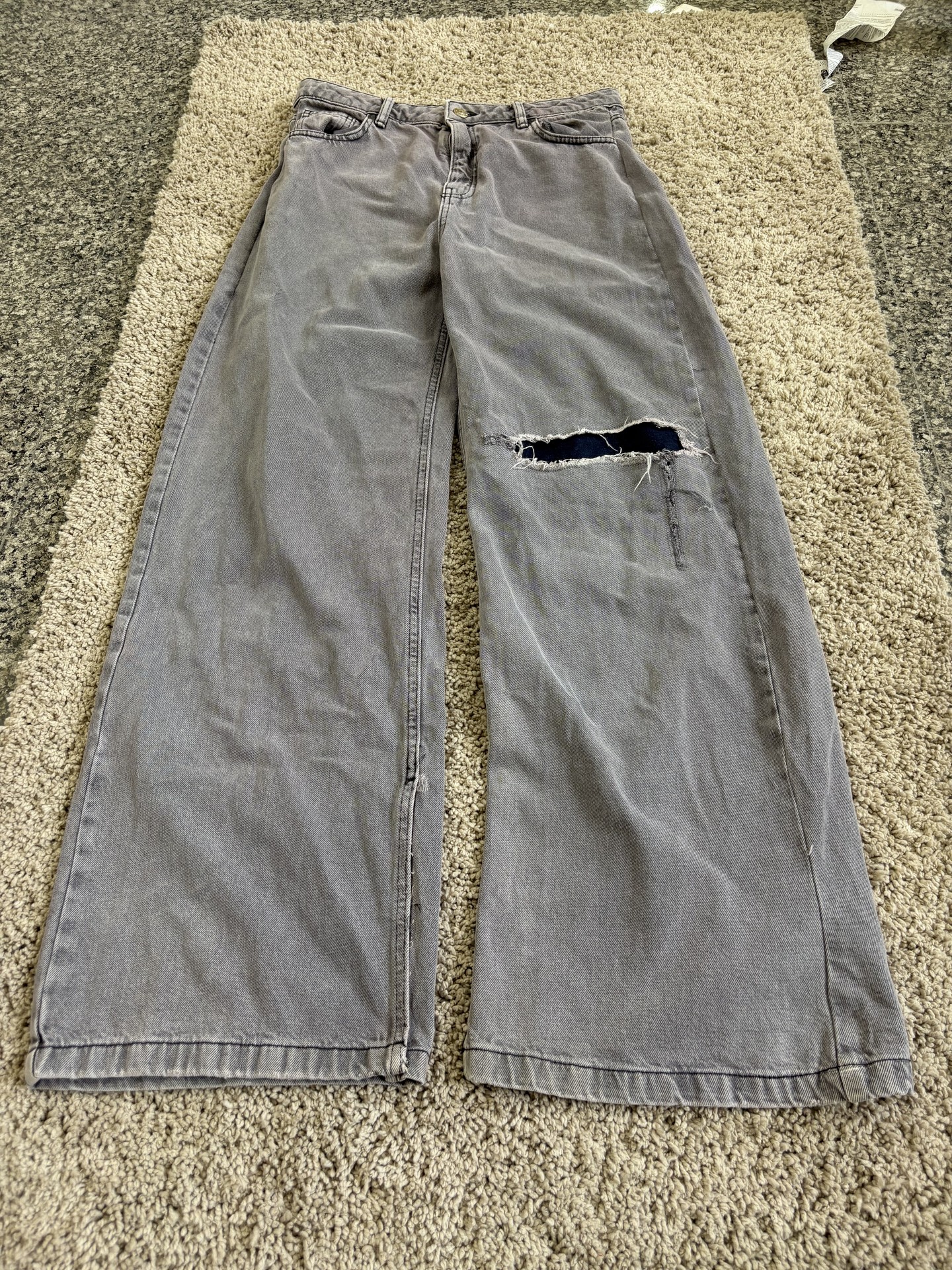 Bershka Distressed Wide-Leg Denim | ZThrifts
